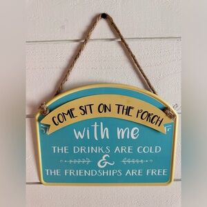 Charming Metal Yellow and Blue Porch Sign